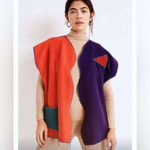 Rare 90s Ellen Hauptli fleece cardigan colorful boho hippie unique fun vintage